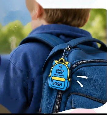 תיק ילדים עם תג שם Tik-Tap ועמוד קשר בטלפון